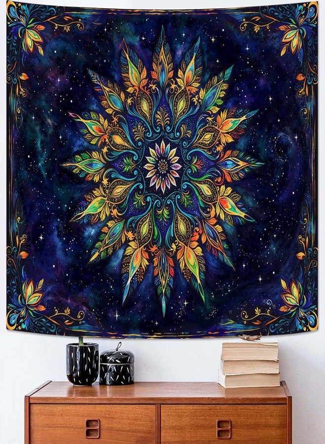 Fowocu Boho Floral Mandala Tapestry for Bedroom Aesthetic Blue Bohemian Colorful Flower Wall Tapestry Purple Hippie Indian Small Tapestries Wall Hanging for Living Room Dorm Decor 40 x 30 Inch - Image 5
